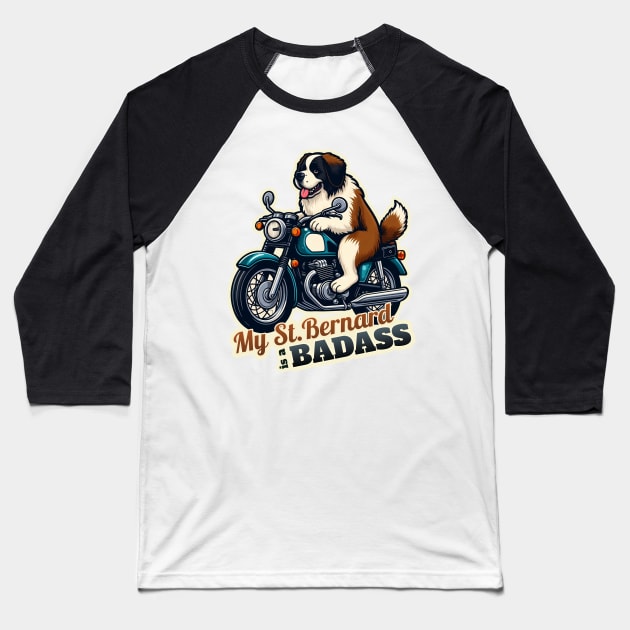 St. Bernard biker Baseball T-Shirt by k9-tee